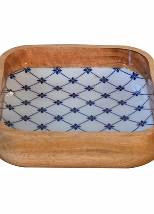 Blau-weißes quadratisches Schüssel-Set, 2 Stück
