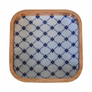 Blau-weißes quadratisches Schüssel-Set, 2 Stück