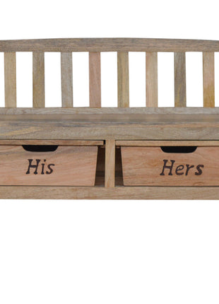 Geschnitzte Aufbewahrungsbank für Sie und Ihn