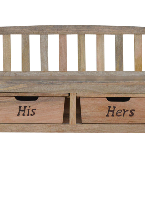 Banco de almacenamiento tallado para él y para ella