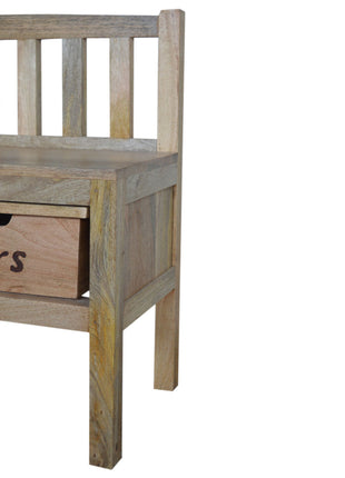 Geschnitzte Aufbewahrungsbank für Sie und Ihn