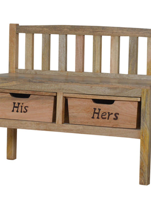 Geschnitzte Aufbewahrungsbank für Sie und Ihn