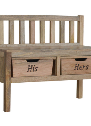 Geschnitzte Aufbewahrungsbank für Sie und Ihn