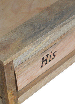 Geschnitzte Aufbewahrungsbank für Sie und Ihn