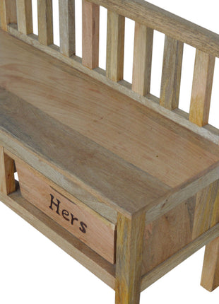 Geschnitzte Aufbewahrungsbank für Sie und Ihn