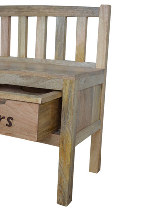 Geschnitzte Aufbewahrungsbank für Sie und Ihn