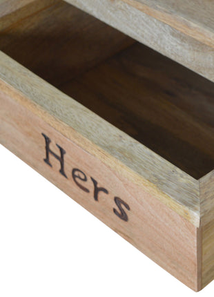 Geschnitzte Aufbewahrungsbank für Sie und Ihn