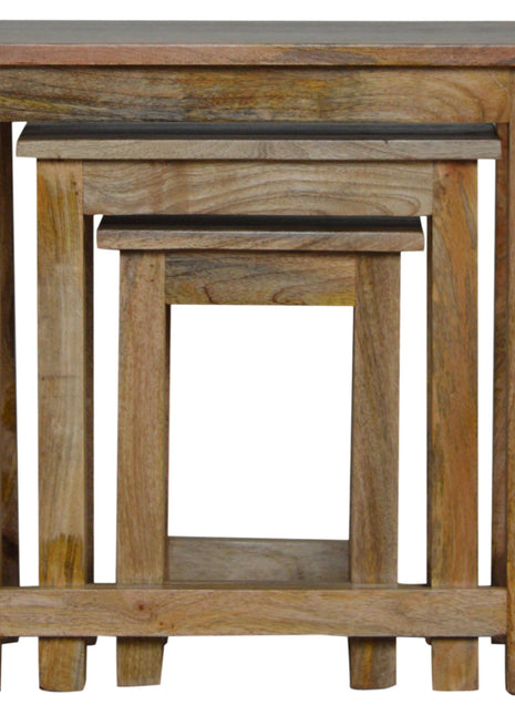 Juego de 3 taburetes de madera maciza estilo campestre