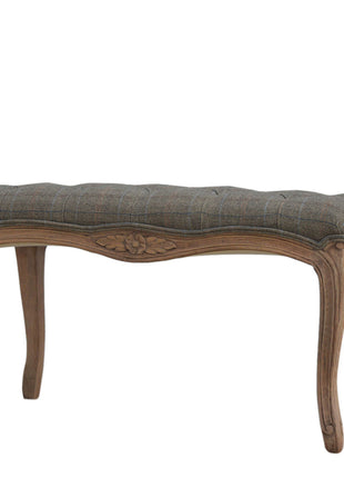 Multi Tweed Carved Bedroom Bench