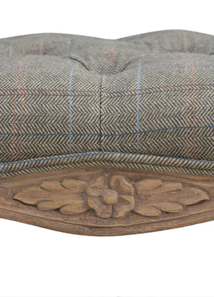 Multi Tweed Carved Bedroom Bench