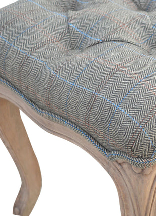 Multi Tweed Carved Bedroom Bench