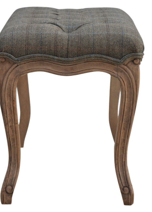 Multi Tweed Carved Bedroom Bench