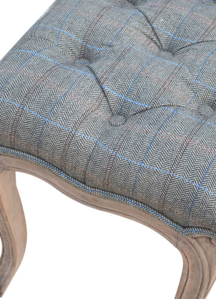 Multi Tweed Carved Bedroom Bench