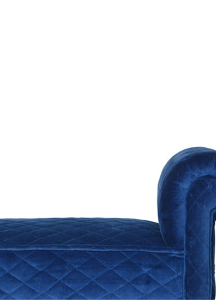 Royal Blue Quilted Velvet Bench