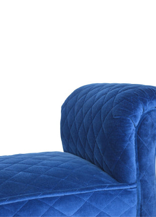 Royal Blue Quilted Velvet Bench