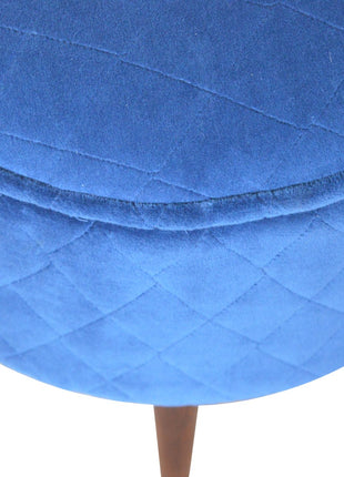 Quilted Blue Velvet Footstool
