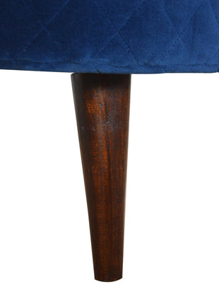 Quilted Blue Velvet Footstool
