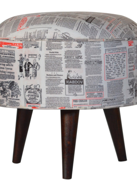 IN1018 - Reposapiés redondo de terciopelo con estampado de periódico