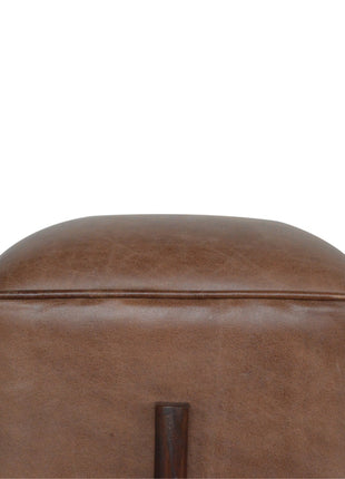 Brown Solid Leather Footstool