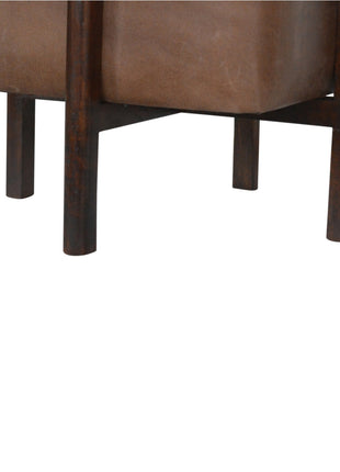 Brown Solid Leather Footstool