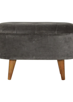 Grey Velvet Storage Footstool