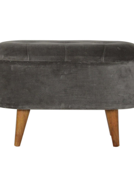 Grey Velvet Storage Footstool
