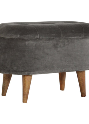 Grey Velvet Storage Footstool