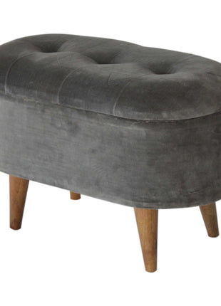 Grey Velvet Storage Footstool