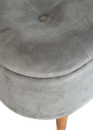 Grey Velvet Storage Footstool