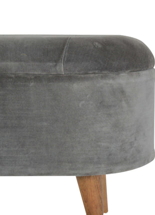 Grey Velvet Storage Footstool