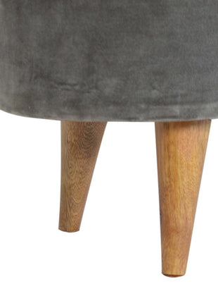 Grey Velvet Storage Footstool