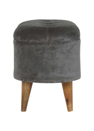 Grey Velvet Storage Footstool