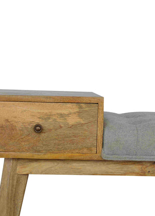 Graue Tweedbank mit 1 Schublade