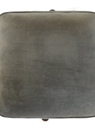 Solid Wood Grey Velvet Footstool