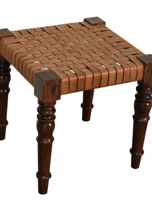 Woven Leather Footstool