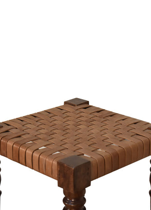 Woven Leather Footstool