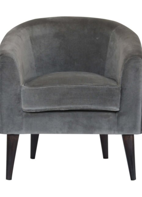 Grey Velvet Nordic Style Armchair