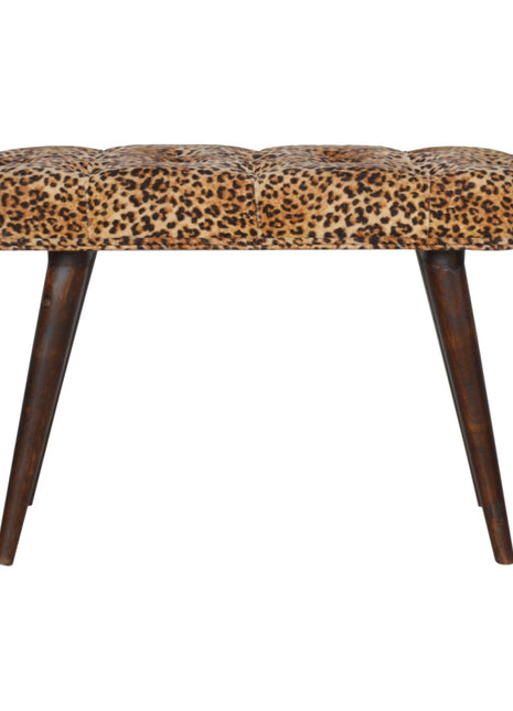 Banco de botones profundos con estampado de leopardo