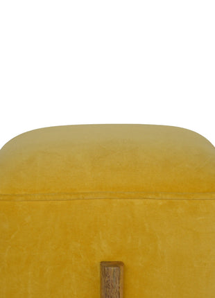 Mustard Velvet Solid Footstool