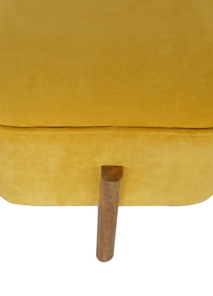 Mustard Velvet Solid Footstool