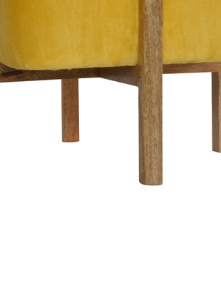 Mustard Velvet Solid Footstool