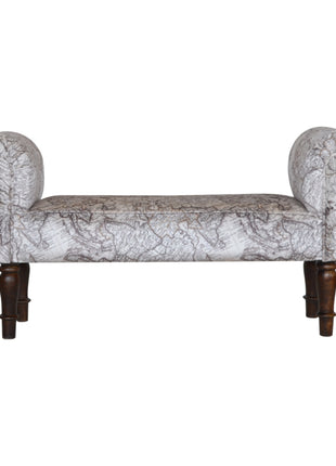 Map Printed Bedroom Bench