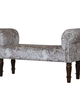 Map Printed Bedroom Bench
