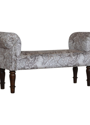 Map Printed Bedroom Bench