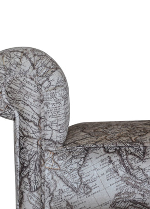 Map Printed Bedroom Bench