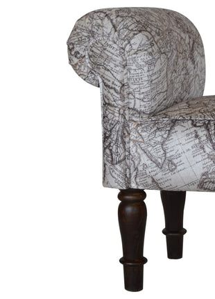 Map Printed Bedroom Bench