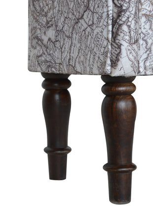 Map Printed Bedroom Bench