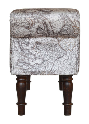 Map Printed Bedroom Bench