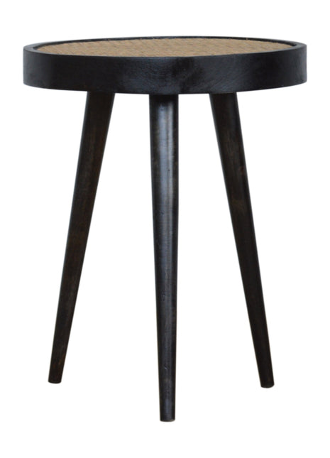 Carbon Black Rattan End Table