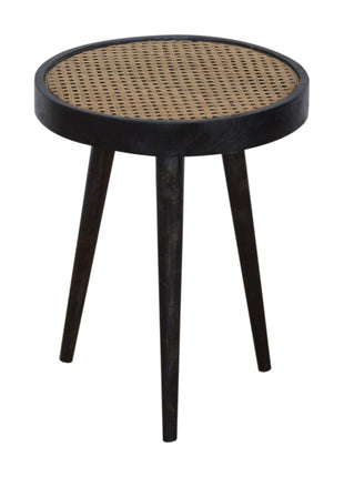Carbon Black Rattan End Table